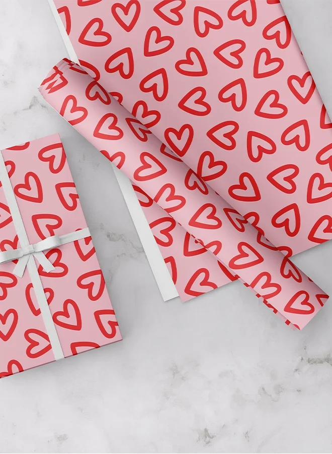 شير ذا لوف  ورق تغليف بالقلوب الحمراء